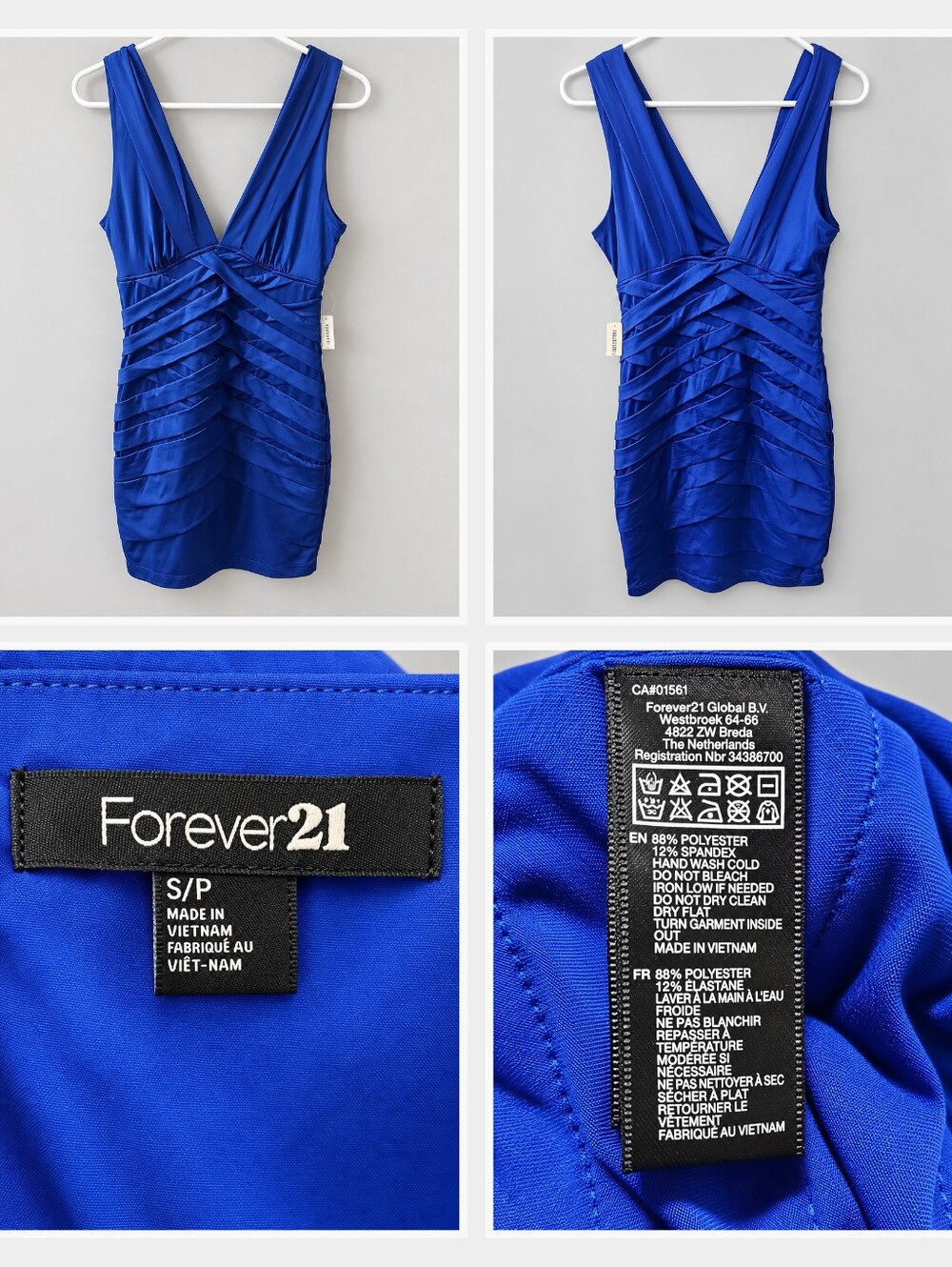 Forever 21 Royal Blue V-Neck Bandage Mini Dress